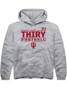 Blake Thiry Rally Indiana Hoosiers Youth NIL Stacked Box Long Sleeve Player Hoodie Grey