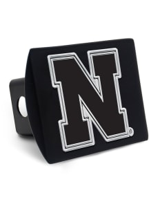 Nebraska Cornhuskers Black Metal Silver Logo Car Accessory Hitch Cover