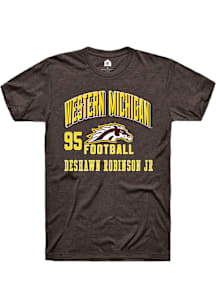 DeShawn Robinson Jr Western Michigan Broncos Brown Football NIL Arch Logo Short Sleeve Player T Sh..