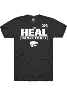 Tess Heal Rally Mens Black K-State Wildcats NIL Stacked Box Player T Shirt