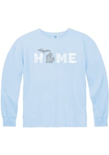 Michigan Womens Light Blue Home State Crew Sweatshirt