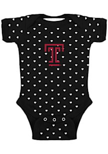 Temple Owls Baby Black Heart Short Sleeve One Piece
