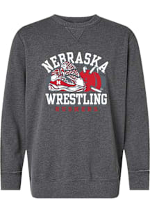 Nebraska Cornhuskers Mens Black Classic Arc Wrestling Gear Long Sleeve Fashion Sweatshirt