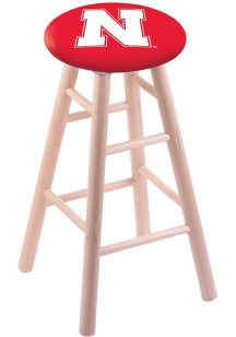 Brown Nebraska Cornhuskers Round Cushion Maple Pub Stool