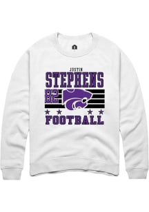 Justin Stephens Rally Mens White K-State Wildcats NIL Striped Player Crew