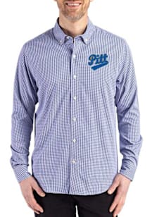 Mens Pitt Panthers Blue Cutter and Buck Vault Skyline Long Sleeve Dress Shirt