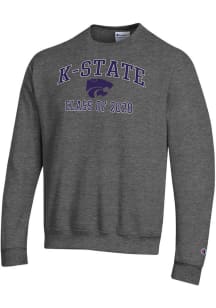 Mens K-State Wildcats Charcoal Champion Font Class of 2028 Powerblend Crew Sweatshirt