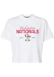 Washington Nationals Womens White Boxy Short Sleeve T-Shirt