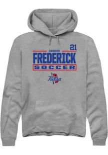 jordan frederick Rally Mens Graphite Tulsa Golden Hurricane NIL Stacked Box Player Hood