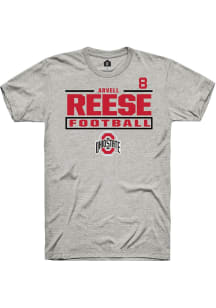 Arvell Reese Rally Mens Ash Ohio State Buckeyes NIL Stacked Box Player T Shirt
