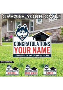 UConn Huskies Personalized Congratulations Grad Yard Sign - White