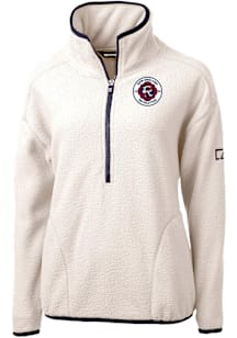 Cutter and Buck New England Revolution Womens White Cascade Sherpa Qtr Zip