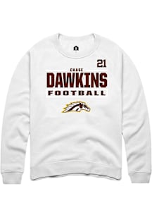 Chase Dawkins Western Michigan Broncos Mens White Football NIL Stacked Box Player Crew