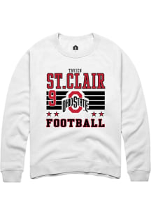 Tavien St. Clair Rally Mens White Ohio State Buckeyes NIL Striped Crew Sweatshirt