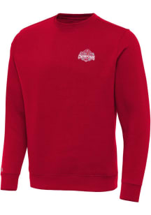 Mens Ohio State Buckeyes Red Antigua 2024 Football National Champions Victory Crew Sweatshirt