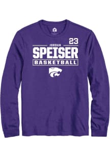 Jordan Speiser Mens Purple K-State Wildcats NIL Stacked Box Long Sleeve Player T Shirt