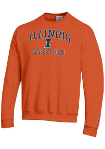 Mens Illinois Fighting Illini Orange Champion Font Class of 2026 Powerblend Crew Sweatshirt