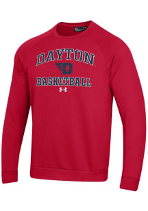 Under Armour Dayton Flyers Mens Red Basketball Rival Long Sleeve Crew Sweatshirt
