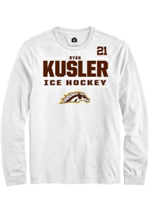 Ryan Kusler Mens White Western Michigan Broncos NIL Stacked Box Long Sleeve Player T Shirt