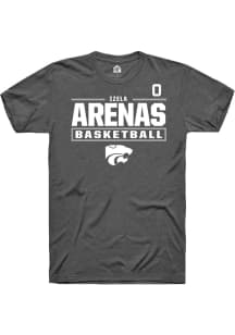 Izela Arenas Rally Mens Dark Grey K-State Wildcats NIL Stacked Box Player T Shirt