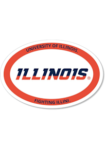 Illinois Fighting Illini Orange Text Euro Magnet