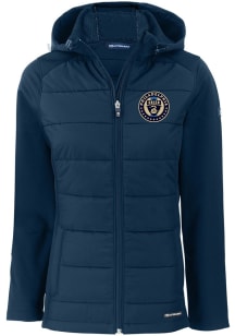 Cutter and Buck Philadelphia Union Womens Navy Blue Evoke Hood Heavy Weight Jacket