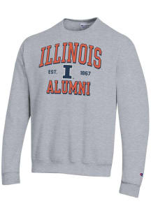 Mens Illinois Fighting Illini Grey Champion Est Alumni Powerblend Crew Sweatshirt