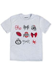 Ohio State Buckeyes Girls Ash Coquette Short Sleeve Tee