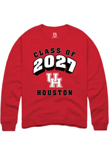 Summit Sportswear Houston Cougars Mens Red Class of 2027 Long Sleeve Crew Sweatshirt