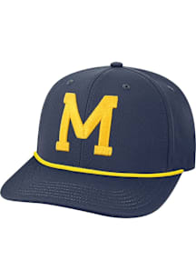 Michigan Wolverines Mens Navy Blue Back Nine Stretch Fit Vault Wordmark Flex Hat