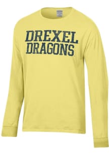 Mens Drexel Dragons Yellow ComfortWash Stacked Garment Dyed Tee