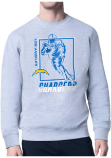 Starter Los Angeles Chargers Mens Grey Grid Long Sleeve Crew Sweatshirt