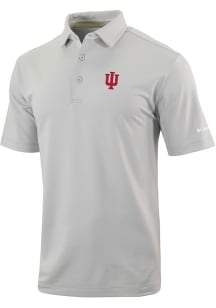 Mens Indiana Hoosiers Grey Columbia Heat Seal Even Lie Short Sleeve Polo Shirt