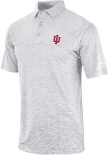Mens Indiana Hoosiers Grey Columbia Heat Seal Heading Out Short Sleeve Polo Shirt