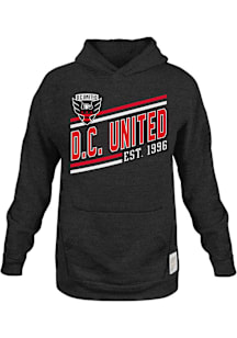 Original Retro Brand DC United Youth Black Curved Slant Long Sleeve Hoodie