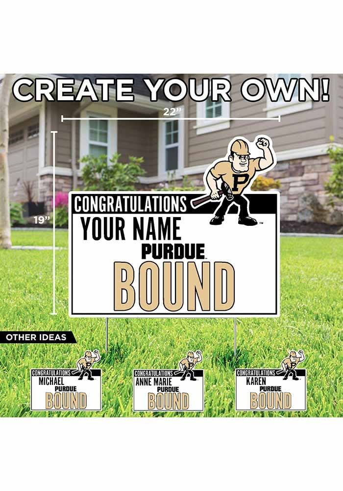 Purdue Boilermakers White Personalized School Bound Yard Sign - 8343754
