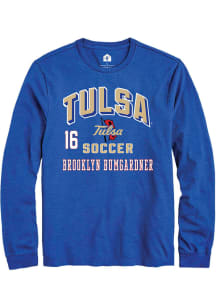 brooklyn bumgardner Mens Blue Tulsa Golden Hurricane NIL Arch Logo Long Sleeve Player T Shirt