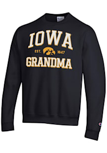 Champion Iowa Hawkeyes Mens Black Est. Date Grandma Powerblend Long Sleeve Crew Sweatshirt