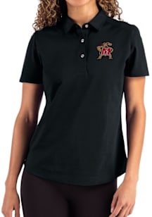 Womens Maryland Terrapins Black Cutter and Buck Advantage Short Sleeve Polo Shirt