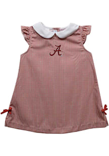 Vive La Fete Alabama Crimson Tide Baby Girls Crimson Gingham Short Sleeve Dress