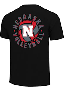 Youth Black Nebraska Cornhuskers Painted Volleyball Short Sleeve T-Shirt