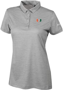 Columbia Miami Hurricanes Womens Grey Heat Seal Set II Short Sleeve Polo Shirt