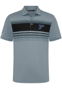 Levelwear St Louis Blues Mens Grey Onward Embroidered 3D Patch Short Sleeve Polo
