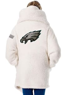 Jill Martin Philadelphia Eagles Womens Ivory Bedazzled Lounger Medium Weight Jacket