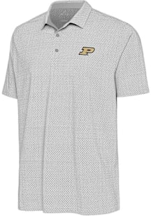 Antigua Purdue Boilermakers Mens White Intersect Blocked Short Sleeve Polo