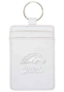 White Western Michigan Broncos Leatherette Vertical ID Keychain