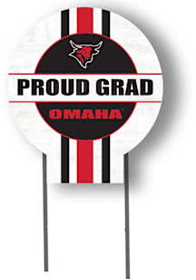 UNO Mavericks KH Sports Fan 20x20 Circle Yard Sign with Stakes Proud Grad Yard Sign - White