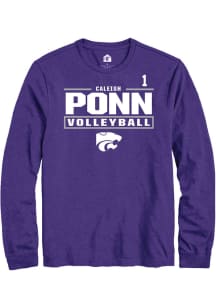 Caleigh Ponn Mens Purple K-State Wildcats NIL Stacked Box Long Sleeve Player T Shirt