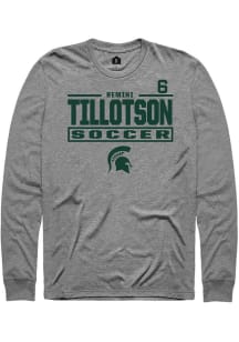 Remini Tillotson Michigan State Spartans Graphite NIL Stacked Box Long Sleeve Player T Shirt