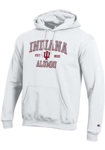 Mens Indiana Hoosiers White Champion Est Alumni Powerblend Hooded Sweatshirt